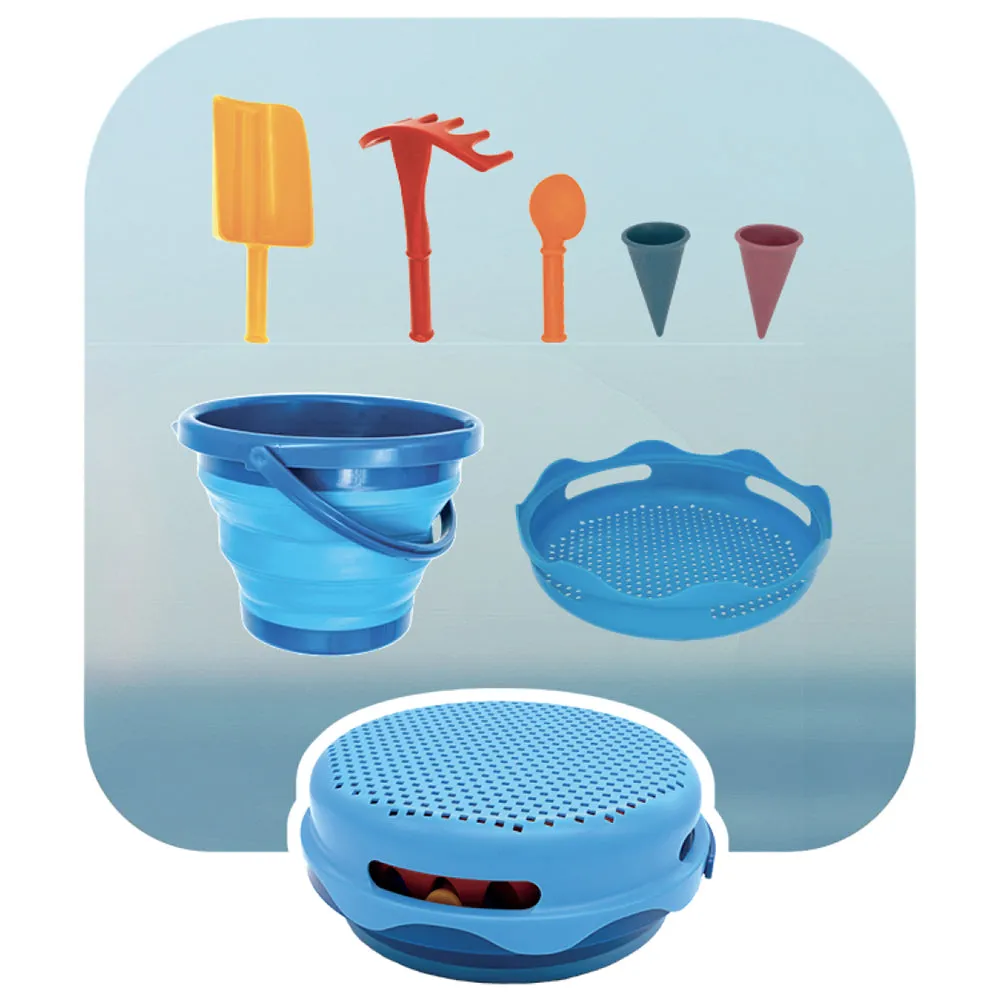 7in1 Folding Bucket & Spades Set | Blue