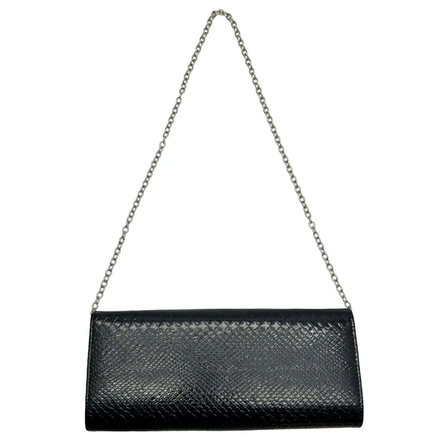 ALDO Faux Snakeskin Evening Bag with Chain Strap - Black