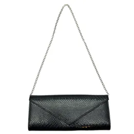 ALDO Faux Snakeskin Evening Bag with Chain Strap - Black