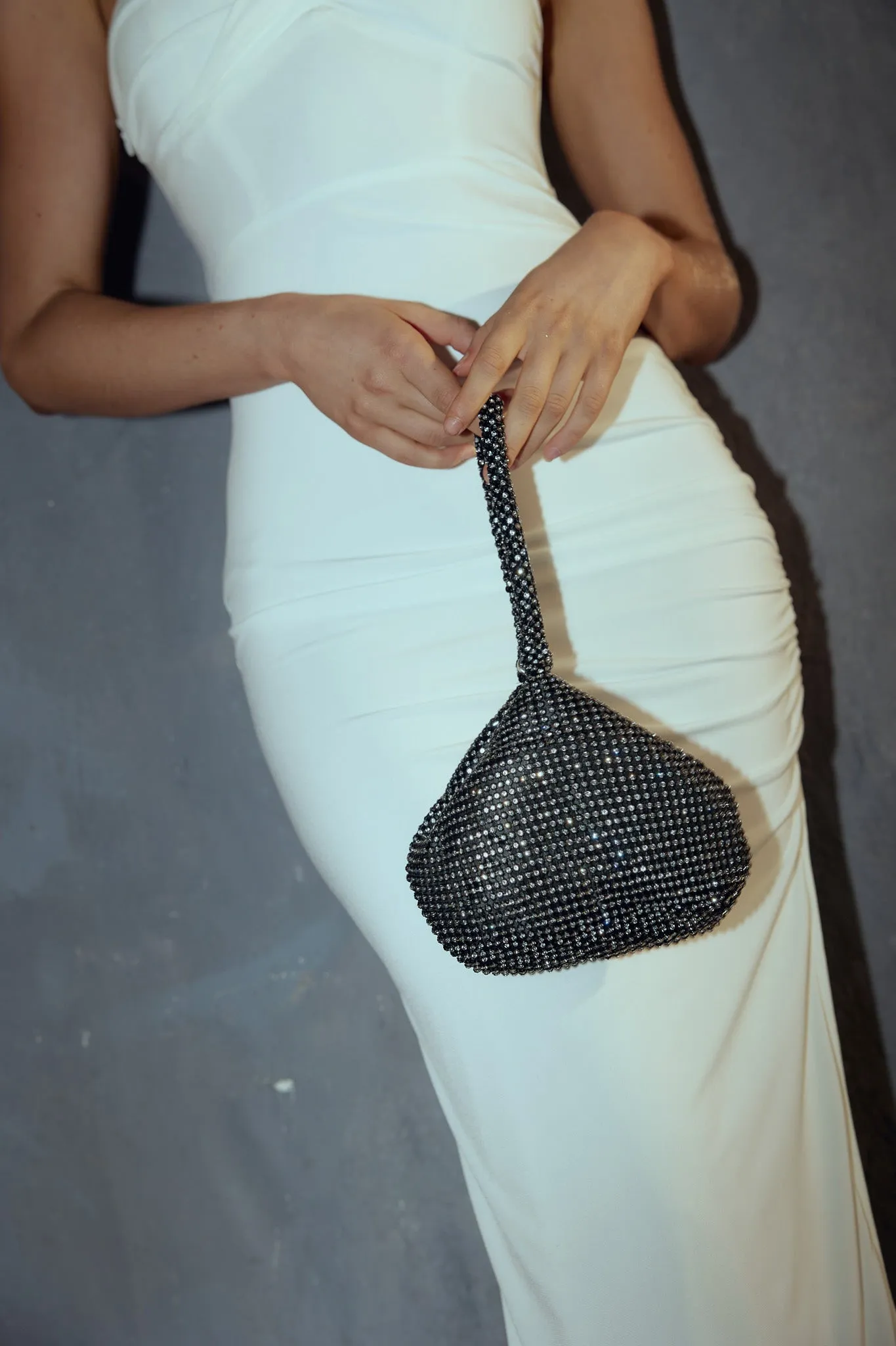 Elegant Black Amore Diamante Mesh Shoulder Bag - Chic & Stylish Accessory