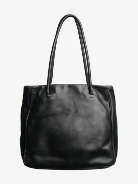 Black leather top handle bag