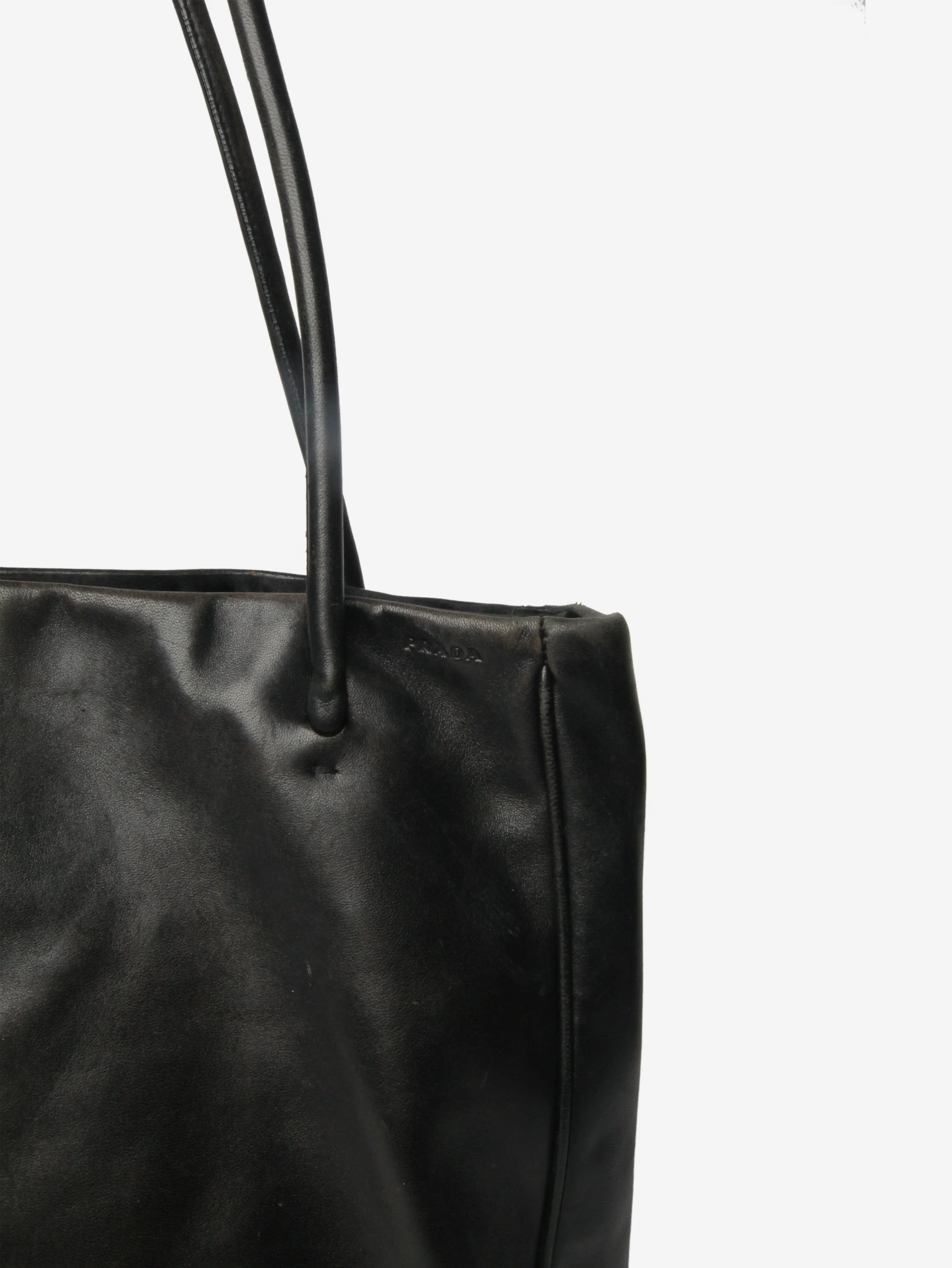 Black leather top handle bag