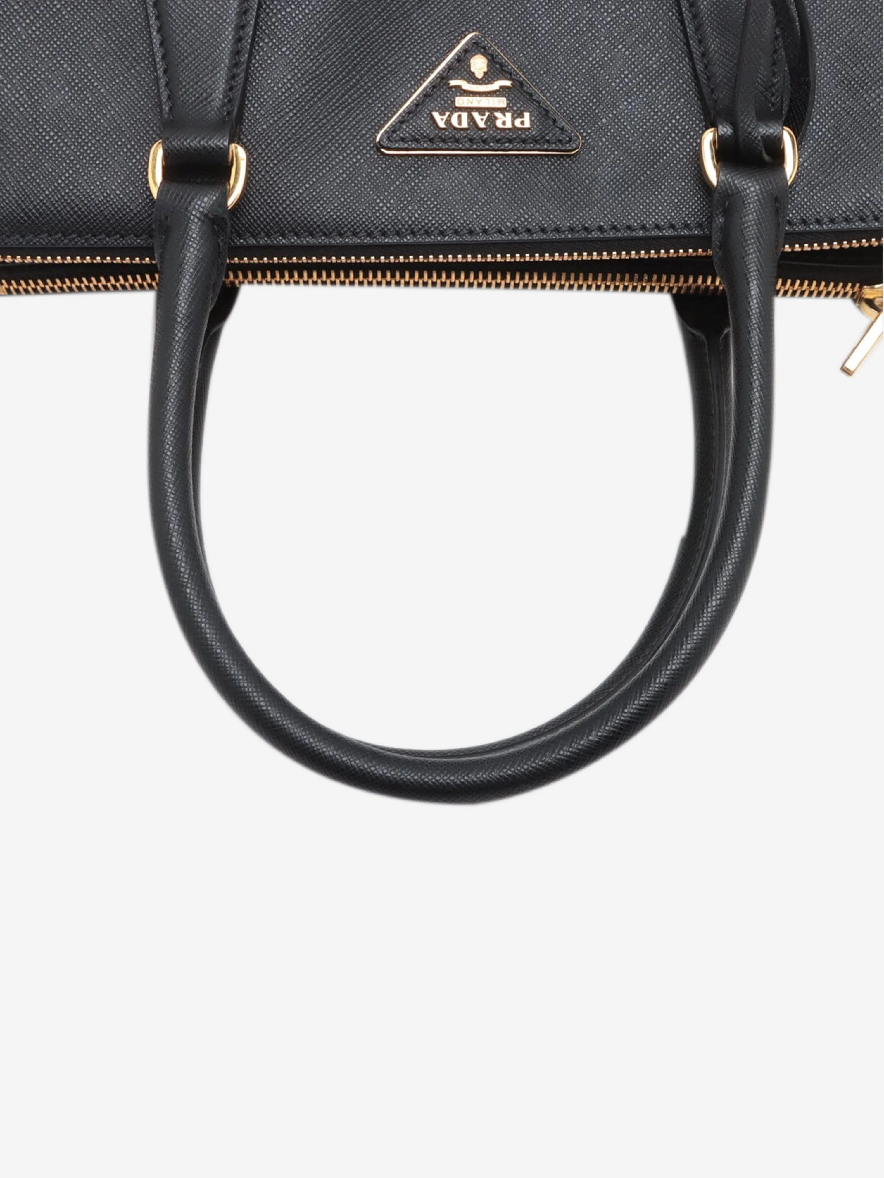 Black small Saffiano leather Galleria top handle bag