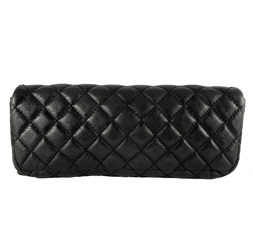 CHANEL - Reissue Glazed Calfskin Clutch Medium Charcoal Black Shoulder / Crossbo