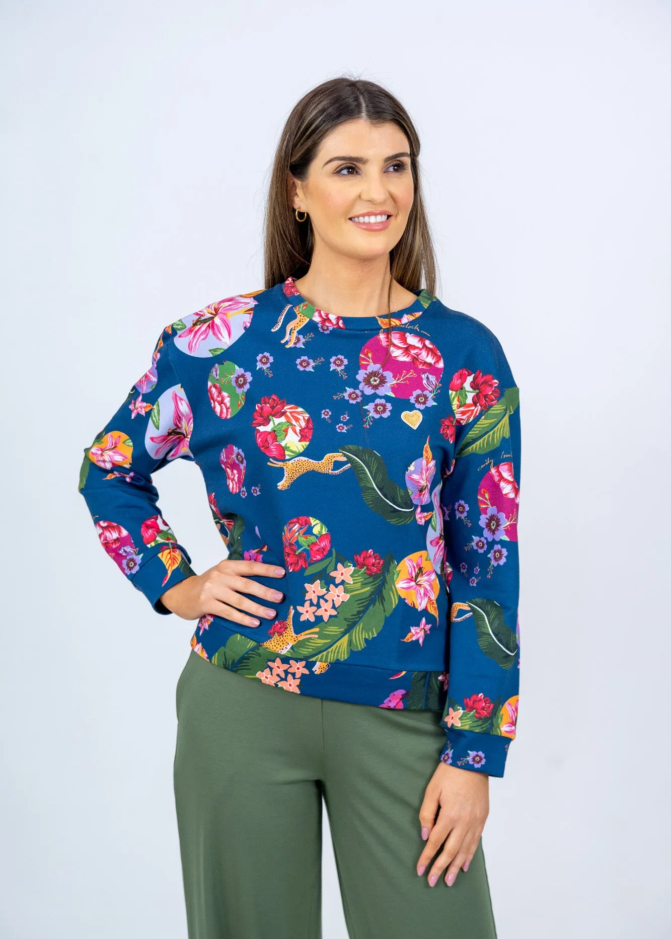 Emily Lovelock Navy Floral Sweatshirt