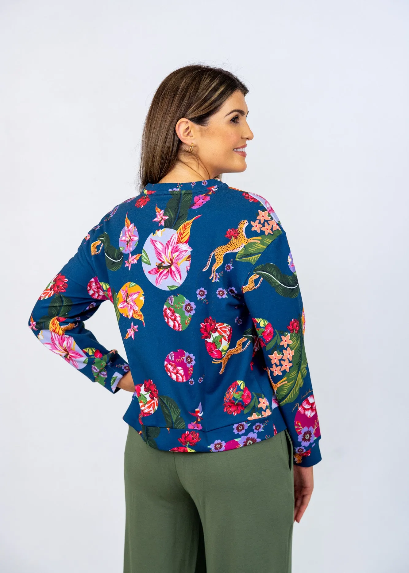 Emily Lovelock Navy Floral Sweatshirt