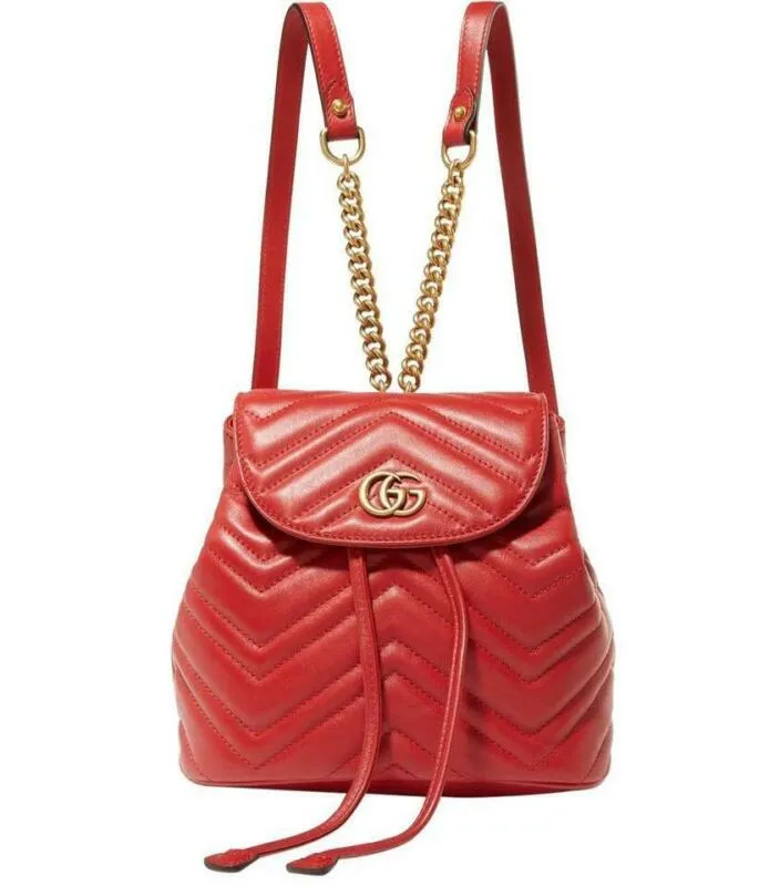 Gucci GG Shoulder Bag Marmont Mini Red Leather Backpack