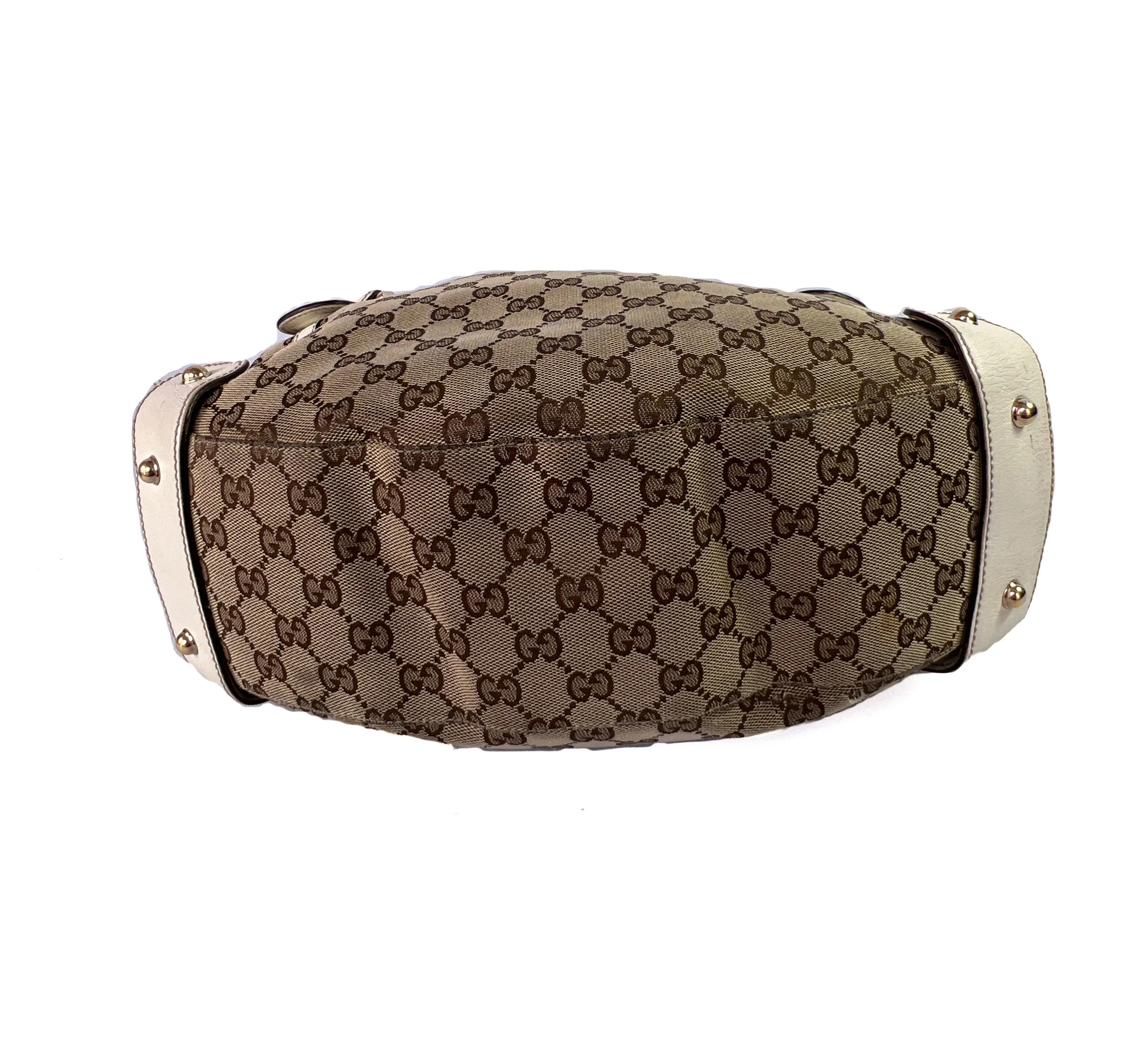 Gucci white and brown small Pelham hobo shoulder bag