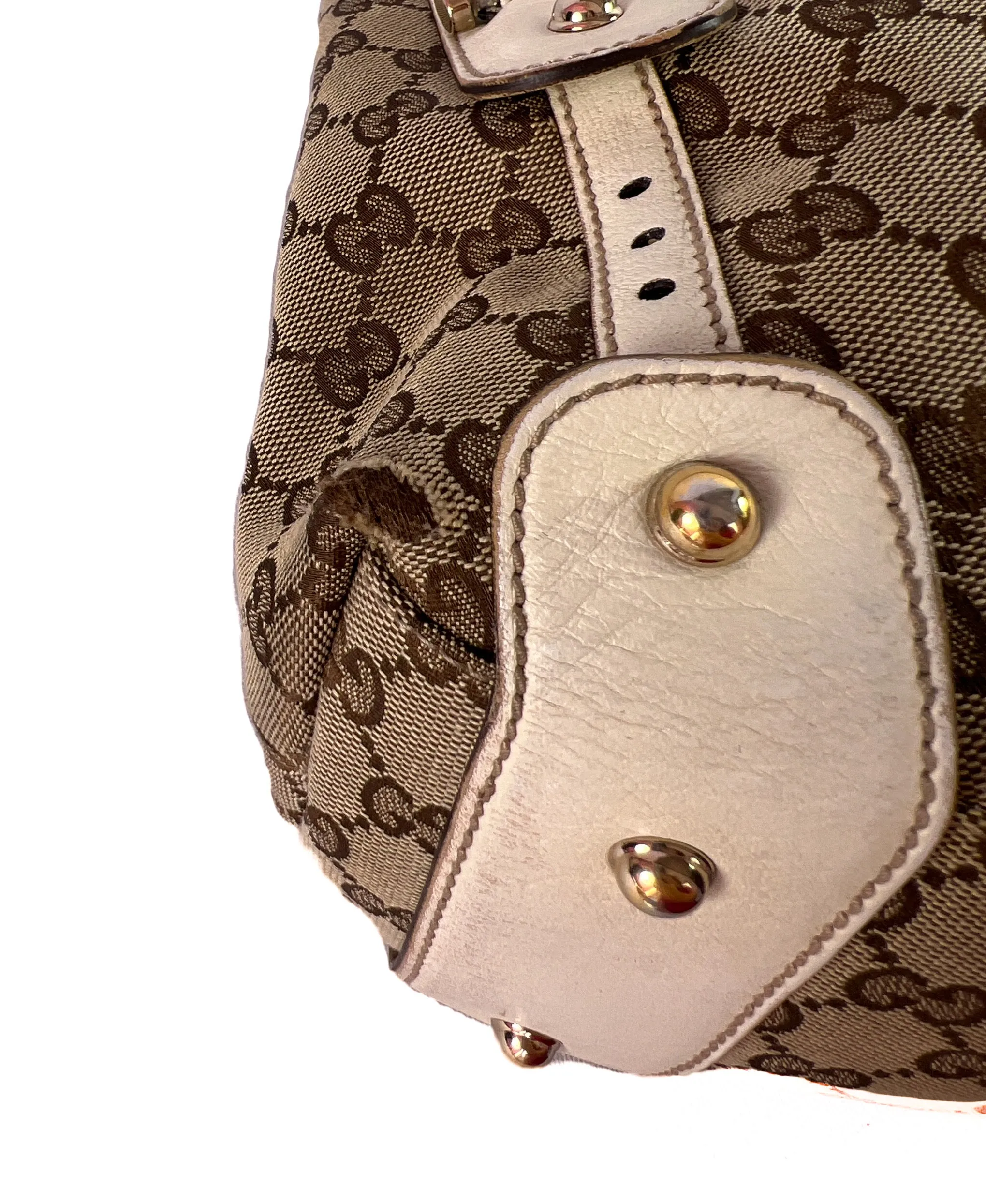 Gucci white and brown small Pelham hobo shoulder bag