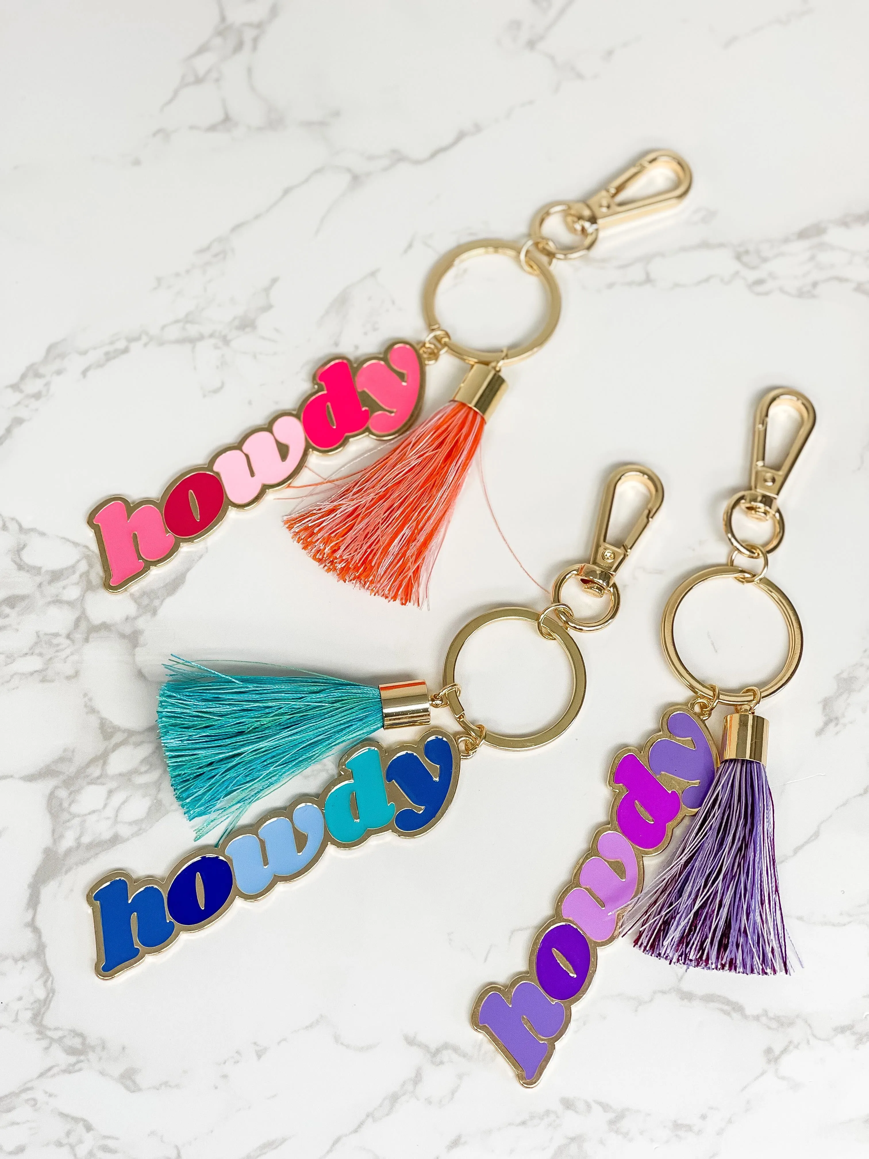 'Howdy' Tassel Keychain - Purple