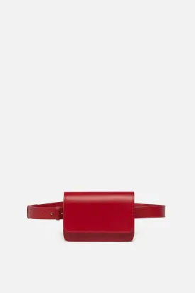 Parisian Leather Belt Bag in Maroon