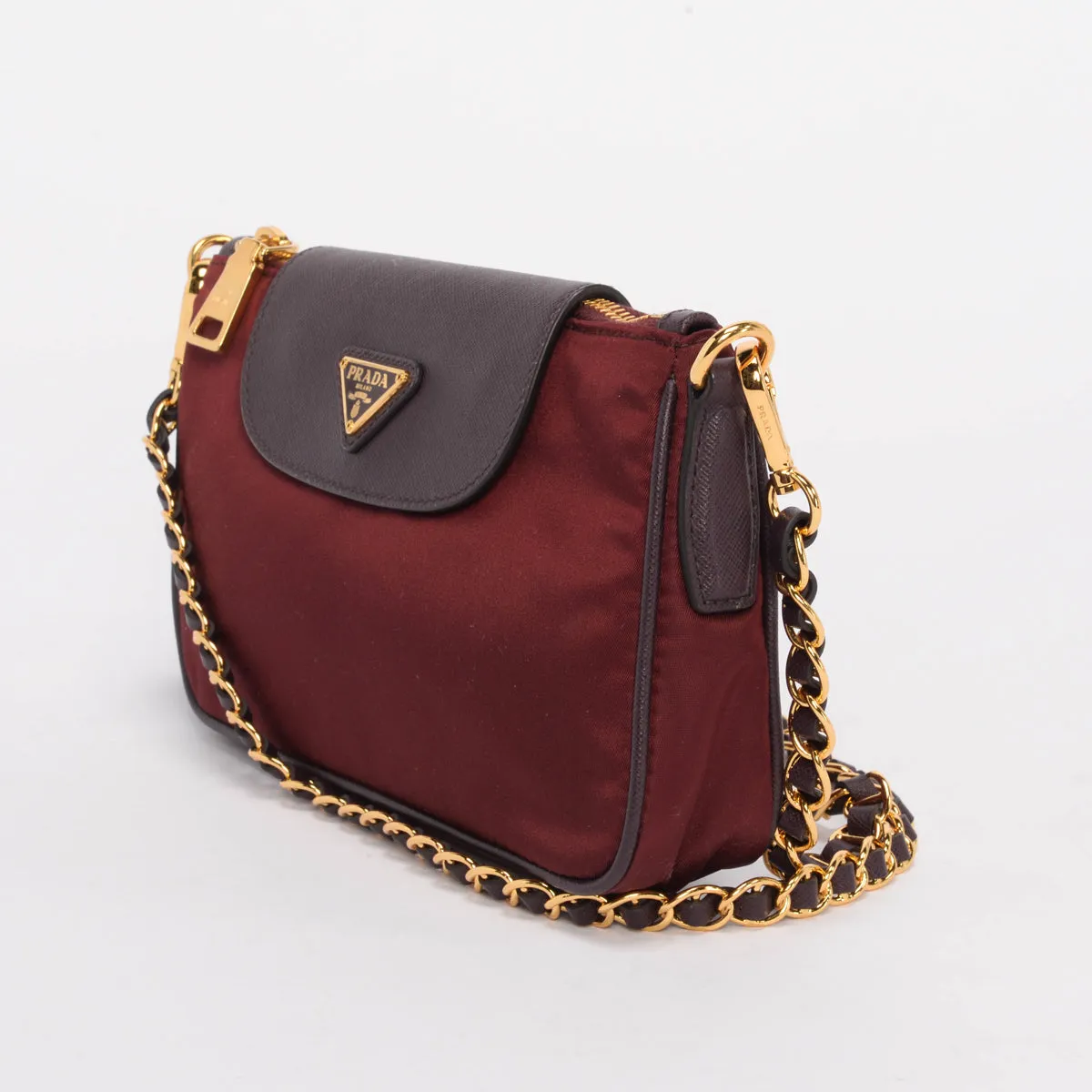 Prada Granato Nylon & Saffiano Small Cross Body Bag