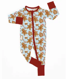 [Pre Order] Merry & Bright Gingerbread Kisses - Bamboo Zippy Romper (EST SHIP LATE OCT)