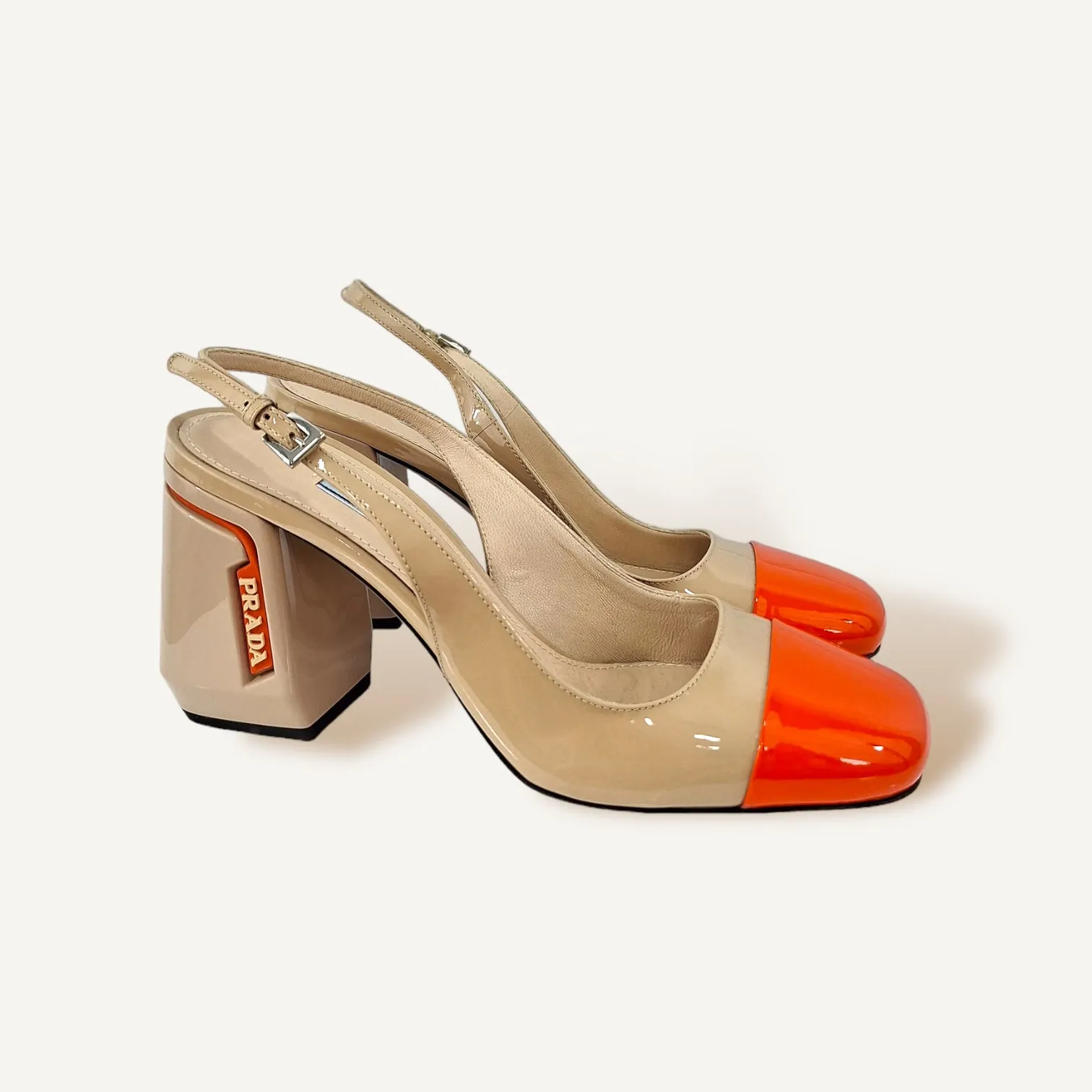 Slingback Prada Bege e Laranja